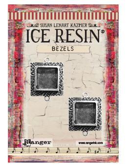 Ice Resin Milan Bezels Closed Back Square Small-Antique Silver