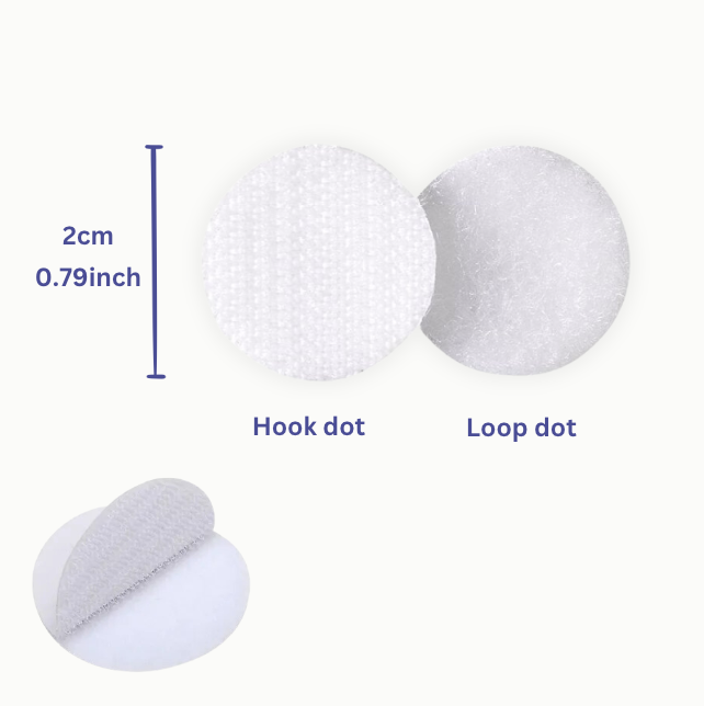 Dot & Dab Hook & Loop Fastening Dots 2cm diameter (20 pack) White