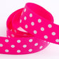 Polka Dot Ribbon White on Hot Pink 10mm x 20 metres