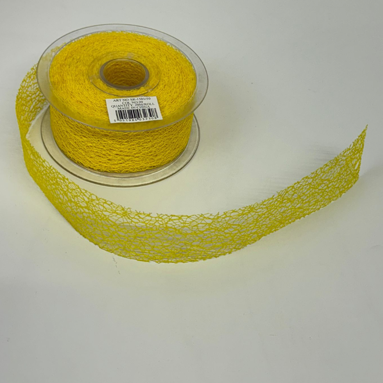 Mesh Ribbon 50mm Yellow 20 metre reel