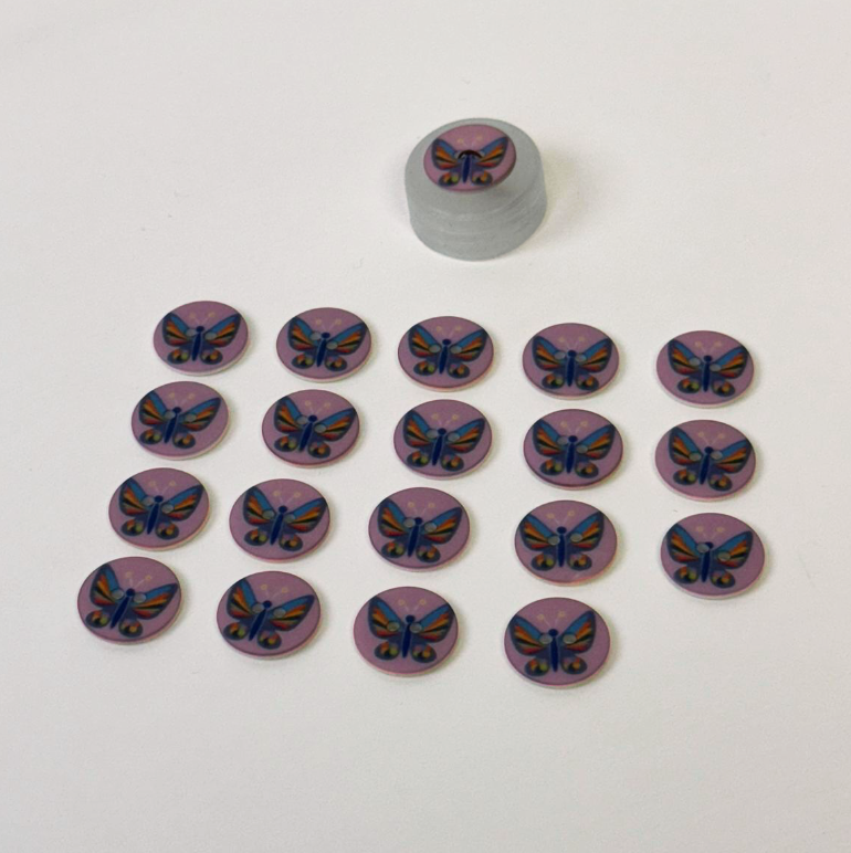 Bufferfly 15mm Buttons - Pink 20pieces