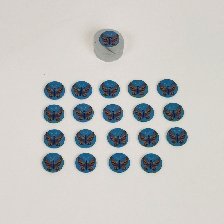 Bufferfly 15mm Buttons - Blue 20pieces