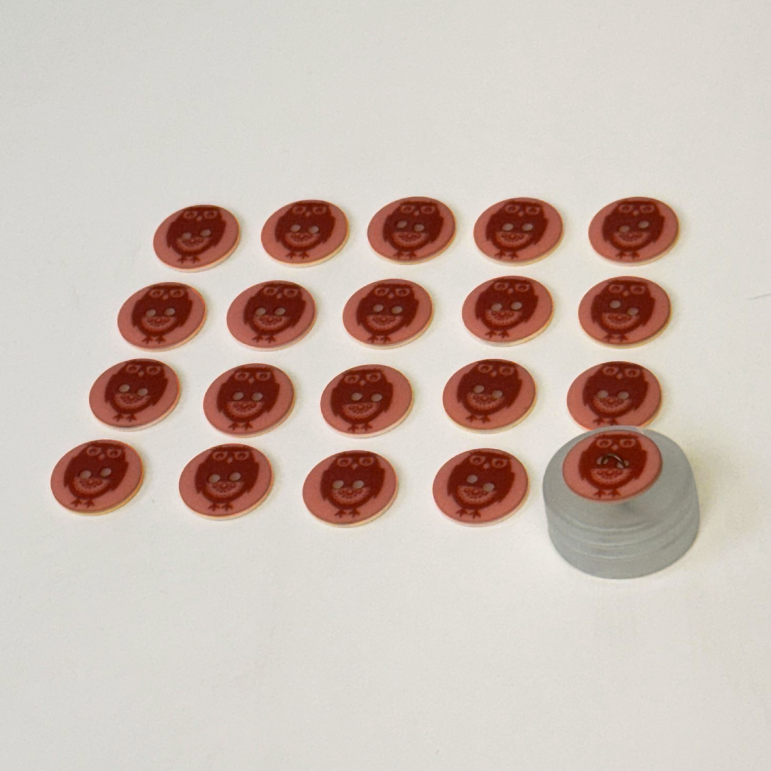 Owl 15mm Buttons - Terracotta 20pieces