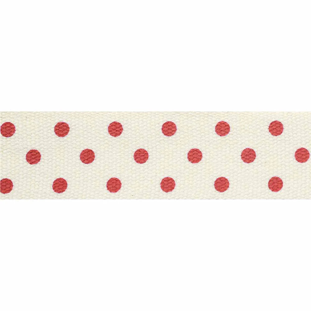 Ribbon with dots - Red/White - 16mm ( 20 metre roll )