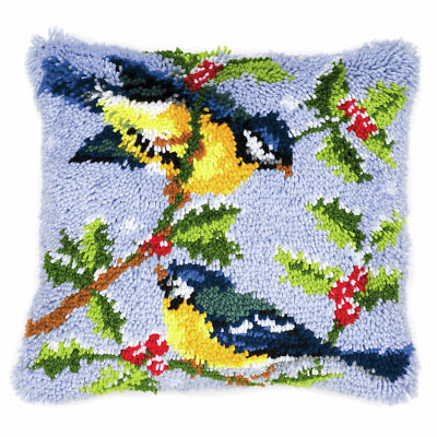 Vervaco Latch Hook Cushion Kit - Blue Tits Cushion