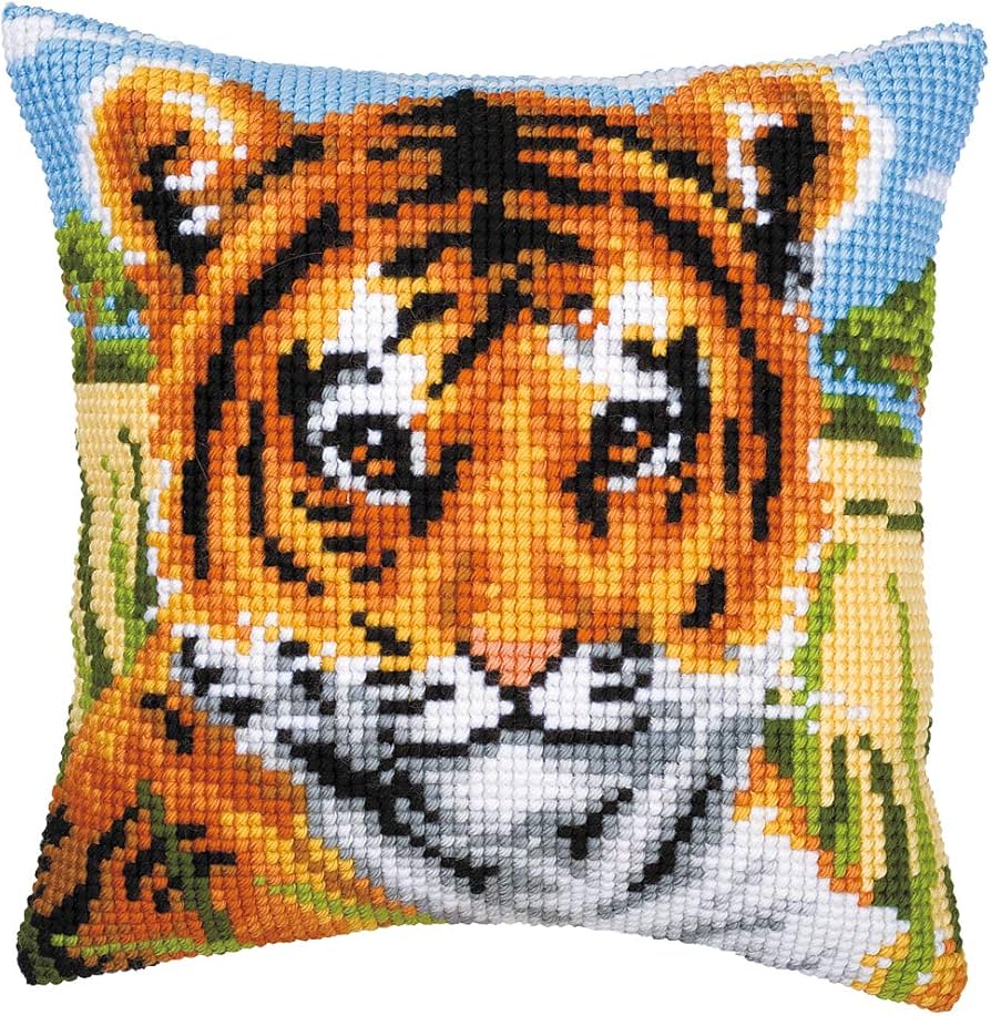 Vervaco - Cross Stitch Cushion Front Kit - Tiger