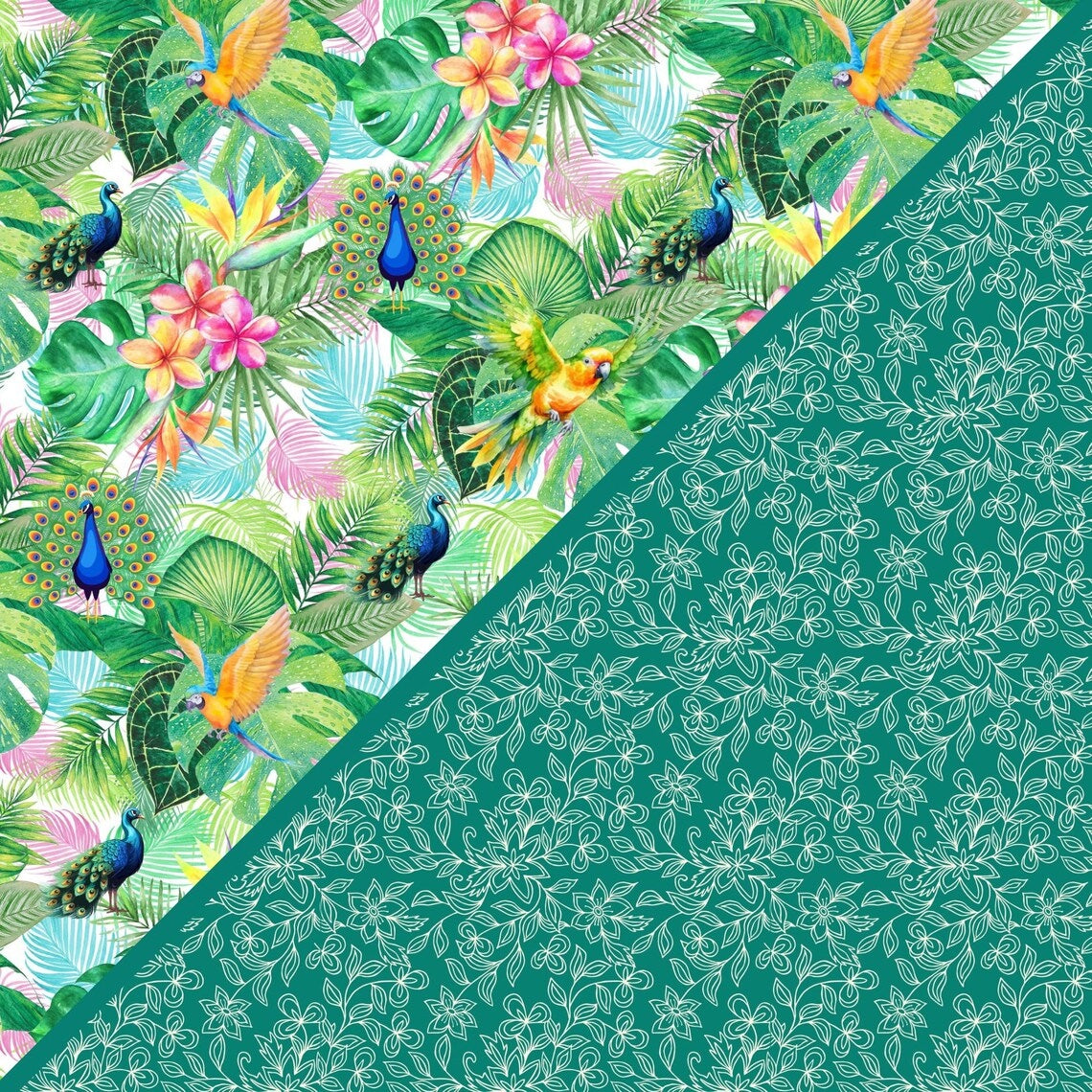 Digital Kit A4 Papers Tropical Feathers - 12 designs