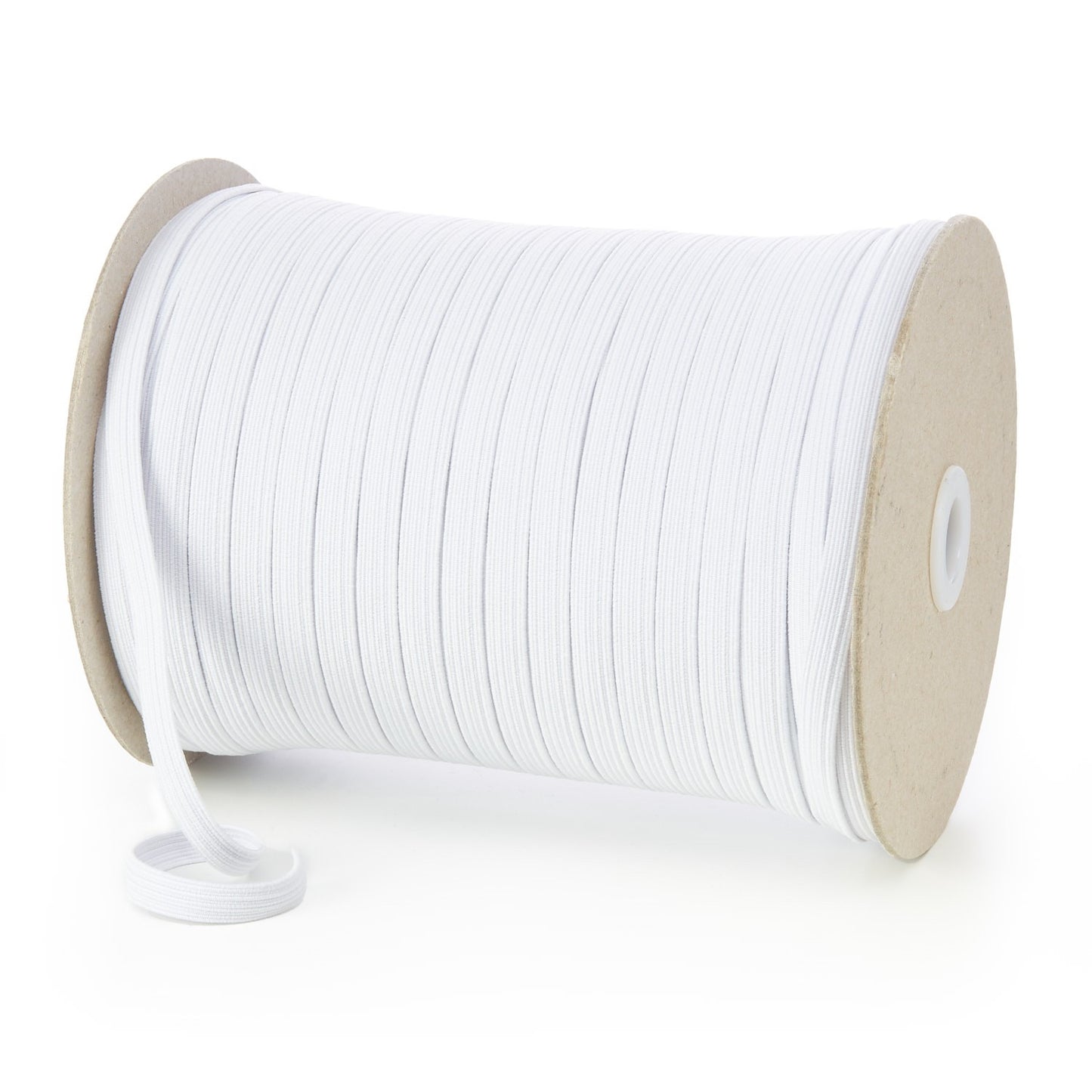 10 Cord Flat Elastic 200m White