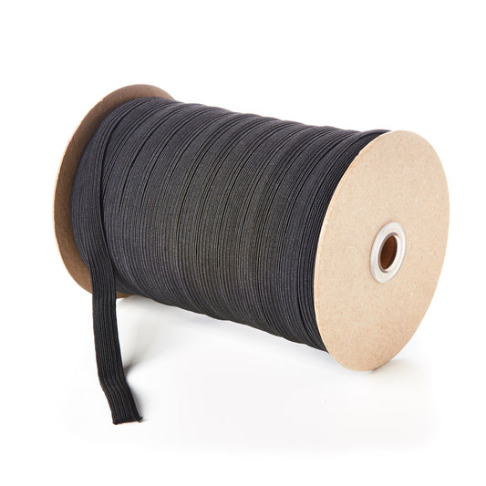 12 Cord Flat Elastic 150m Black