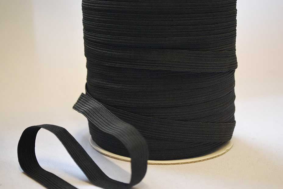 12 Cord Flat Elastic 150m Black