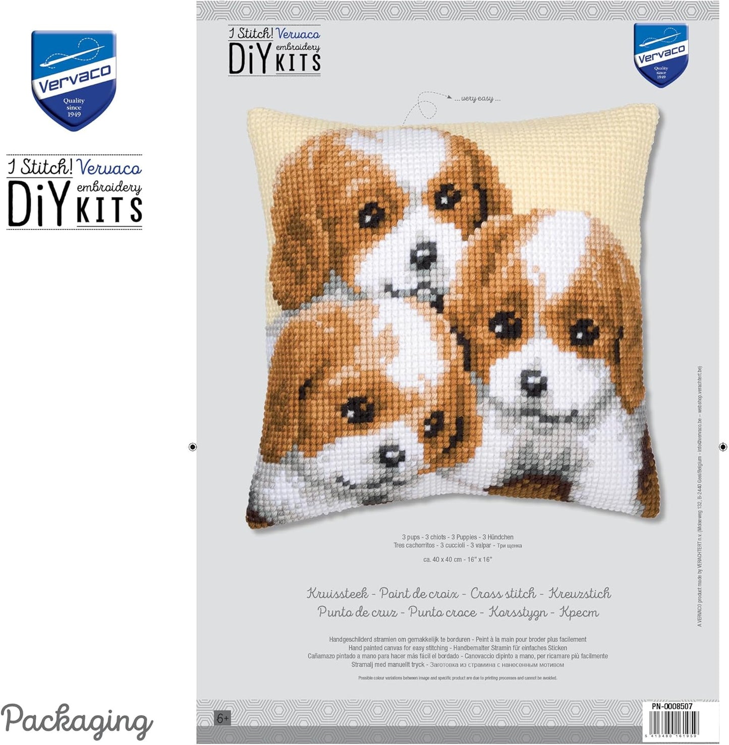 Vervaco Cross Stitch Cushion Puppies