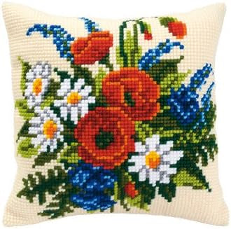 Vervaco Cross Stitch Cushion: Mixed Flowers-Setof