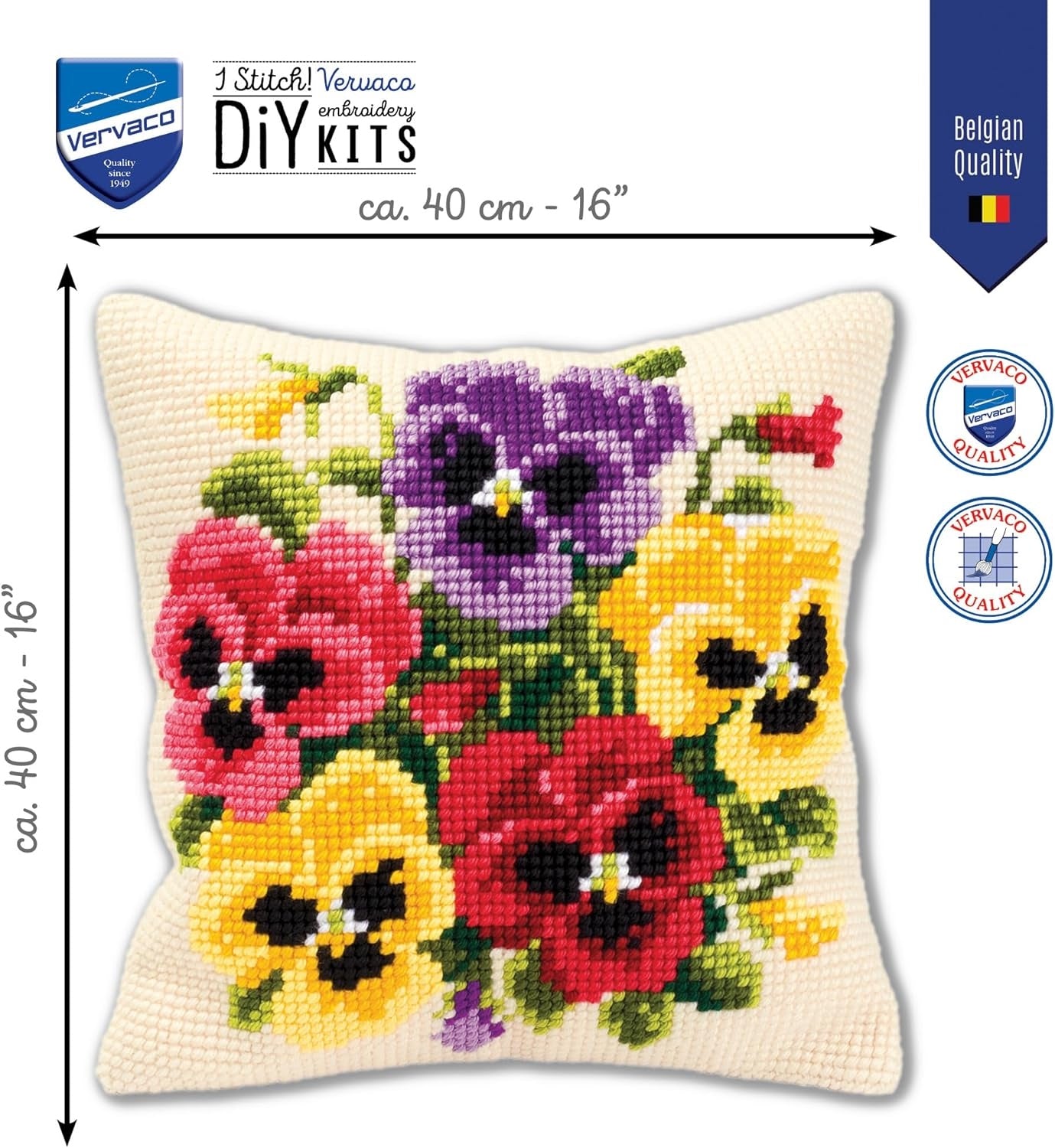 Vervaco - Cross Stitch Cushion Front Kit - Pansy