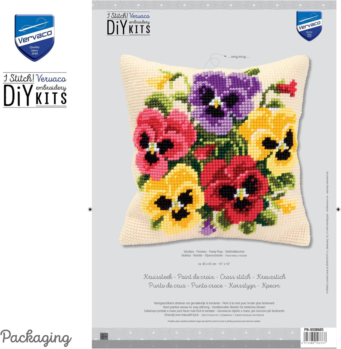 Vervaco - Cross Stitch Cushion Front Kit - Pansy