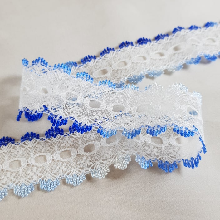 Knitting In Eyelet Lace 30mm Blue Mix 25 metre card