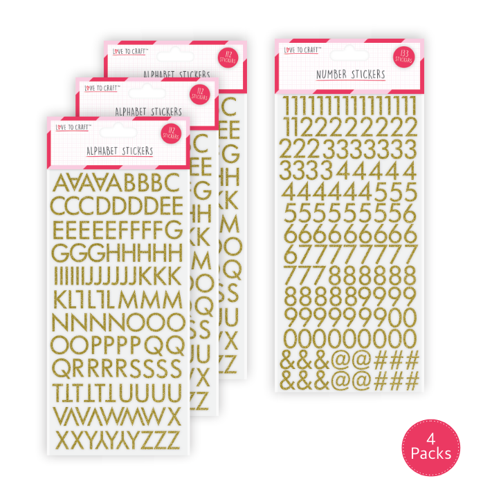 Love To Craft Alphabet and Number Stickers x3 Alpha x1 Numbers