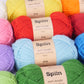 Spiin Premium Yarn - 12 x 50g Skeins Pack - Super Soft - Includes 2 crochet hooks, Multicolour