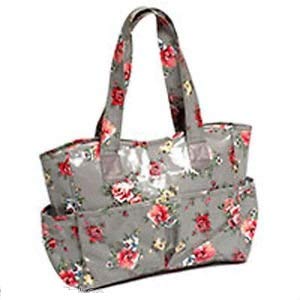 Hobby Gift Craft Bag Matt PVC Floral on Grey