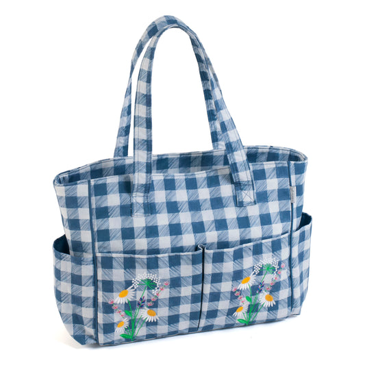 Hobby Gift Craft Bag Embroidered Wild Floral Plaid