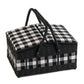 Hobby Gift Sewing Basket Twin Lidded Hamper Style Monochrome Gingham