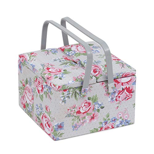 Hobby Gift Sewing Box Twin Lid Rose Floral