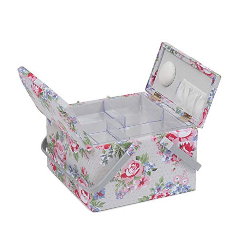Hobby Gift Sewing Box Twin Lid Rose Floral DRKCrafts