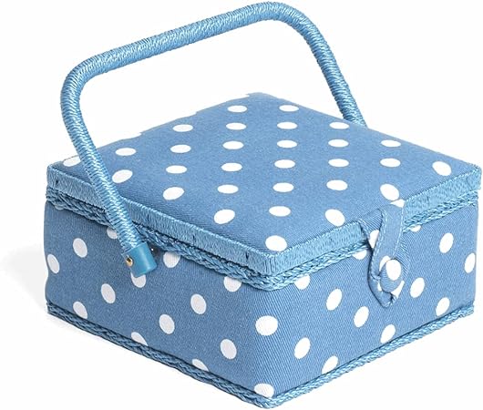 Sewing Basket - Small Square Sewing Box - Denim Spot - MRS18