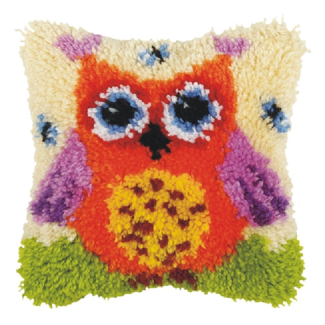 Orchidea - Latch Hook Cushion Front Kit - Small - Orange Owl