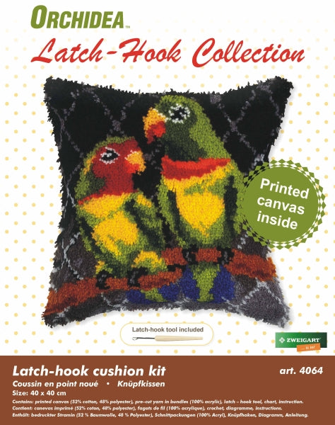 Orchidea - Latch Hook Cushion Front Kit - Parrots - ORC.4064