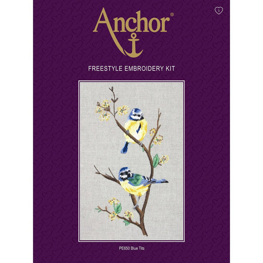 Anchor - Embroidery Kit - Blue Tits - Birds - 38 x 20 cm - P
