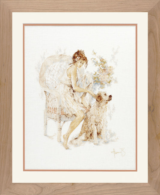 Lanarte - Counted Cross Stitch Kit - Girl on a Chair Dog (Li