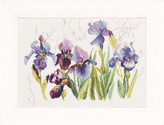 Lanarte Counted Cross Stitch Kit: Irises (Linen)- N\A- 40 x