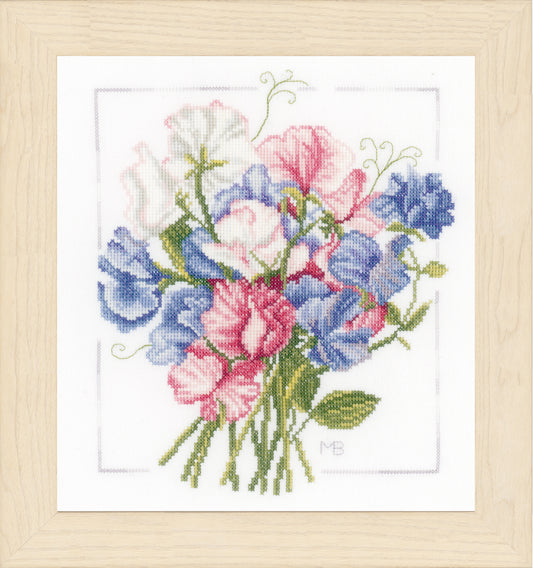 Lanarte Counted Cross Stitch Kit-Colourful Bouquet- 100% Cot