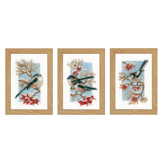 Vervaco Counted Cross Stitch Kit: Long-Tailed Tits & Red Berries