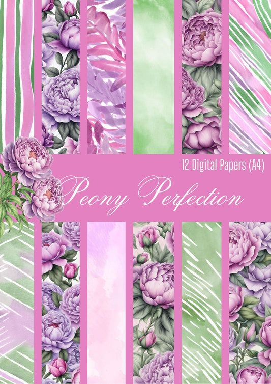 Digital Kit A4 Papers Peony Perfection - 12 designs