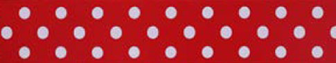 Polka Dot Ribbon White on Red 10mm x 20 metres