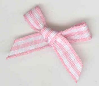 Gingham Ribbon Bows Pink/White pack 100