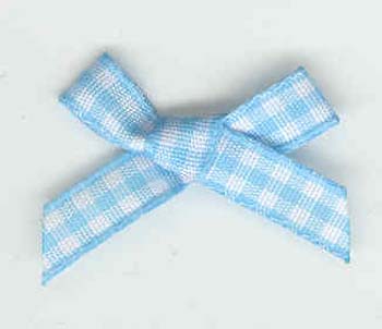 Gingham Ribbon Bows Blue/White pack 100