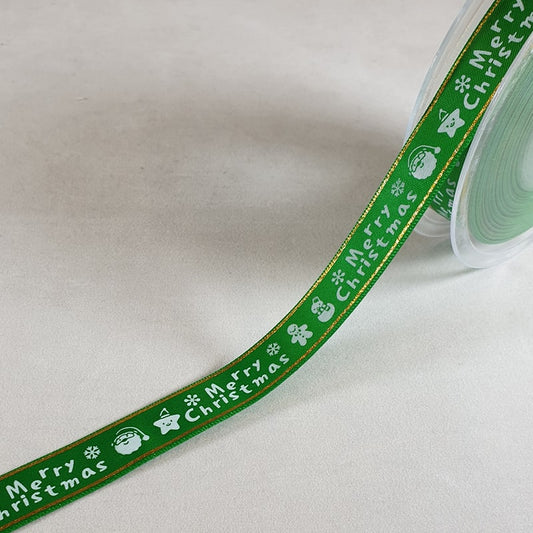 Christmas Ribbon Green - 16mm ( 20m roll )