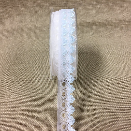 Knitting In Lace 12mm White/Blue 20 metre reel