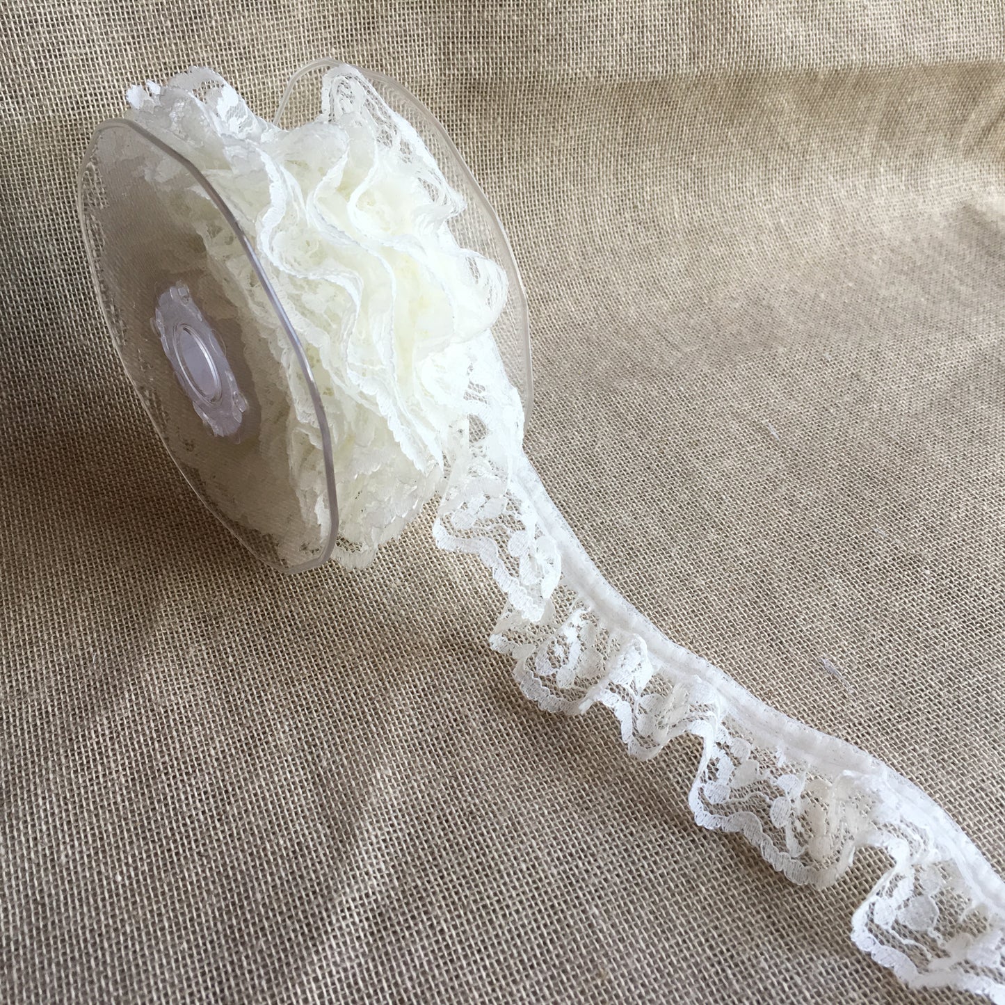 Lace Rose Design Frilled 30mm Ivory 5 metre reel