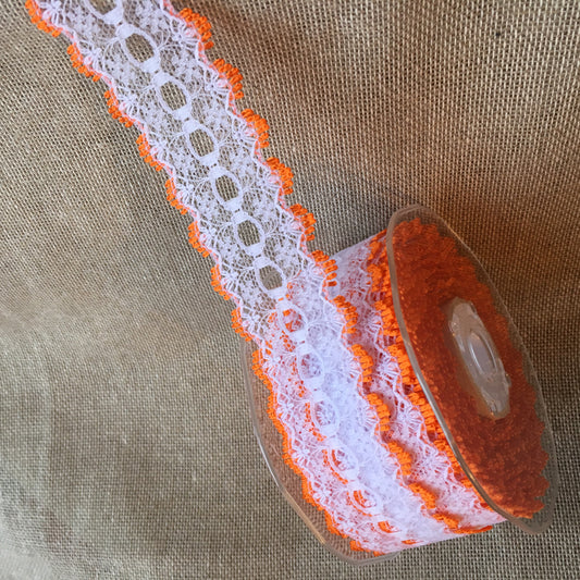 Knitting in Lace 30mm White/Orange 15 metre reel