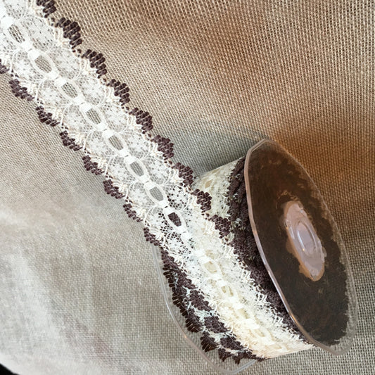 Knitting in Lace 30mm Cream/Brown 15 metre reel