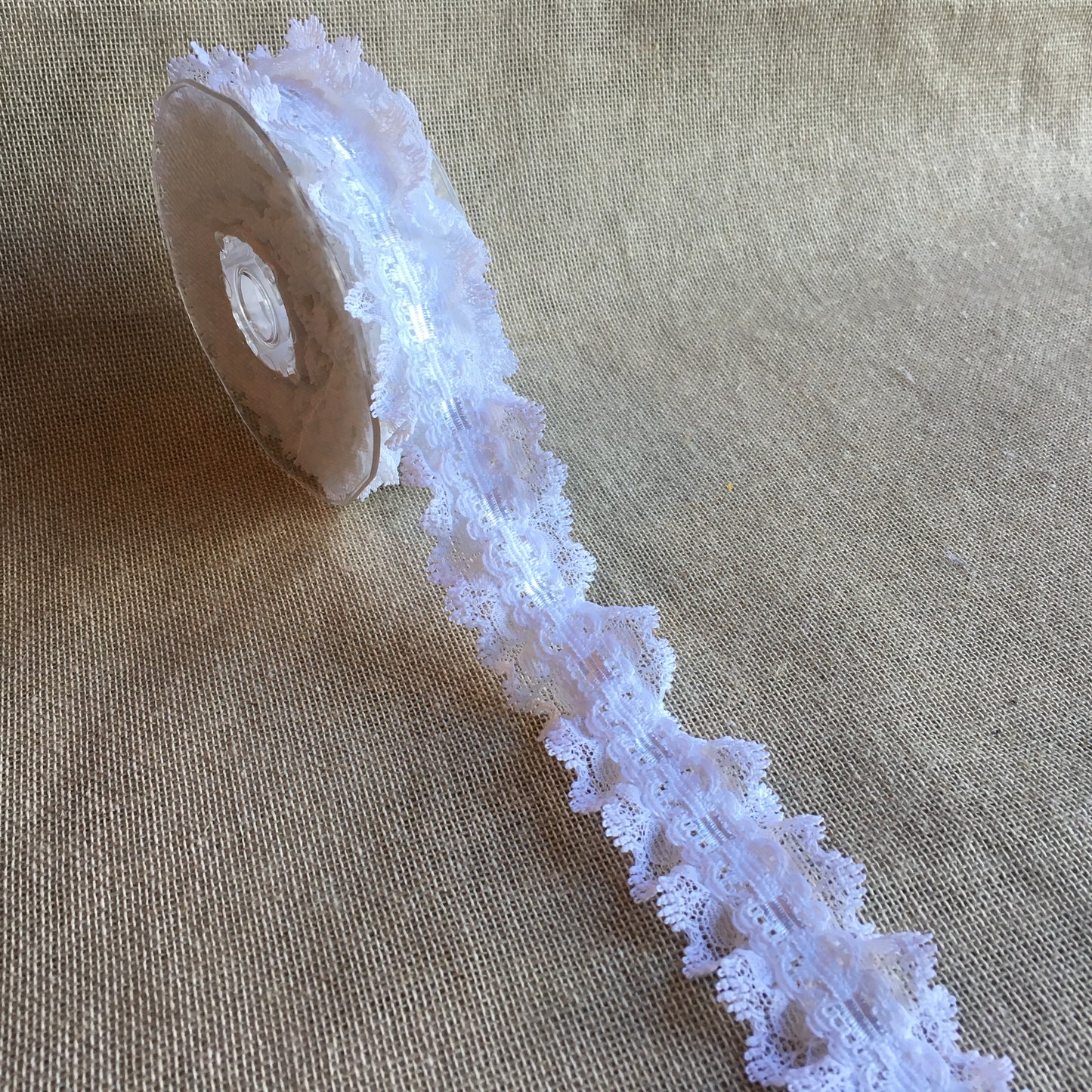 Lace Double Frill with Ribbon Slot 35mm White 5 metre reel