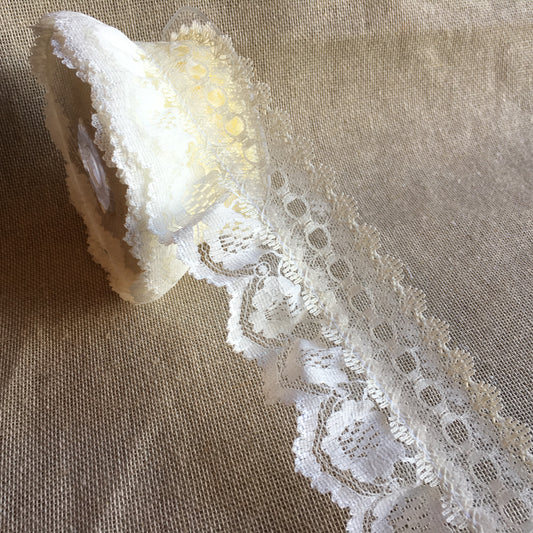 Knitting in Lace Frill 60mm Cream 5 metre reel