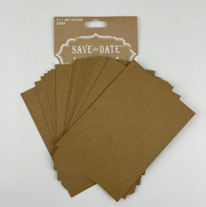Save the Date 5x7inch Kraft Postcards - 250gsm