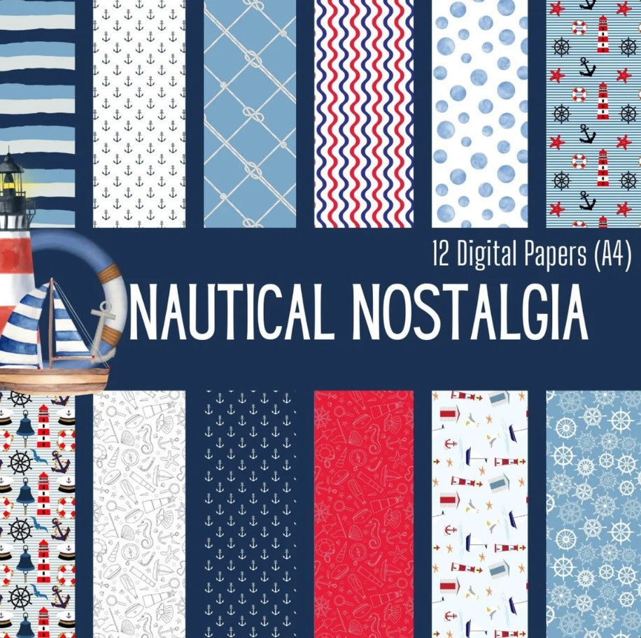 Digital Kit A4 Papers Nautical Nostalgia - 12 designs