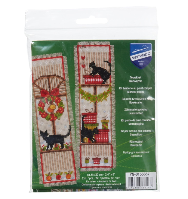 Vervaco Counted Cross Stitch: Bookmark: Christmas Atmosphere: Set of 2, Other, NA, 6 x 20cm