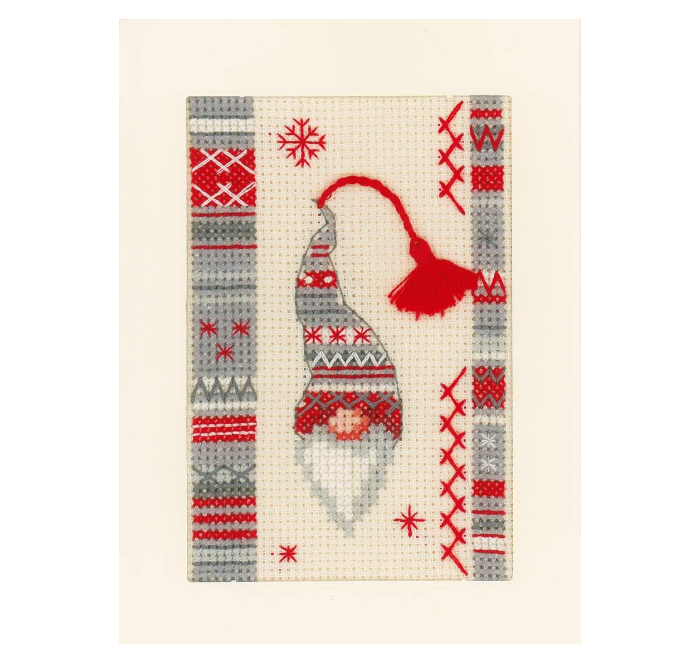 Vervaco Counted Cross Stitch Kit: Cards: Christmas Elf: Set of 3, COTTON, NA, 10.5 x 15cm