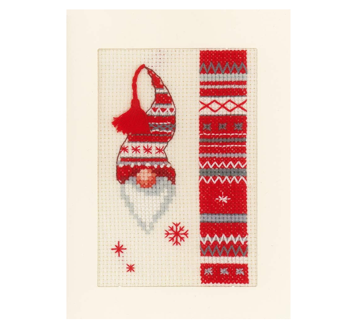 Vervaco Counted Cross Stitch Kit: Cards: Christmas Elf: Set of 3, COTTON, NA, 10.5 x 15cm